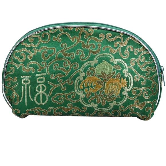 Emerald Green Embroidered Oriental Nesting Organizer Zip Pouches NWT - Picture 4 of 6